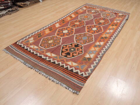 Kilim Orange Runner Flat Woven 43 X 810  Area Rug 100-110720 Image 2