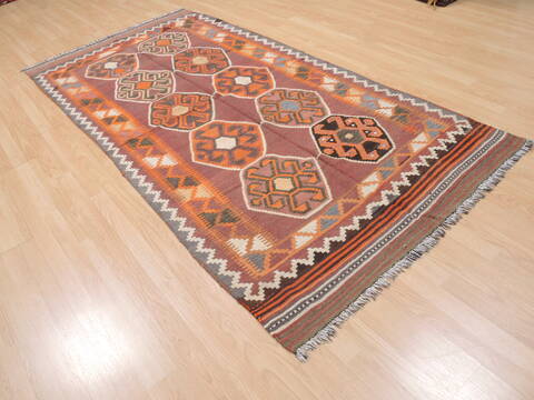 Kilim Orange Runner Flat Woven 43 X 810  Area Rug 100-110720 Image 3