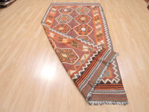 Kilim Orange Runner Flat Woven 43 X 810  Area Rug 100-110720 Image 5