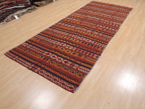 Kilim Red Runner Flat Woven 53 X 106  Area Rug 100-110730 Image 2