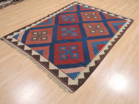 Kilim Blue Flat Woven 50 X 69  Area Rug 100-110737 Image 1