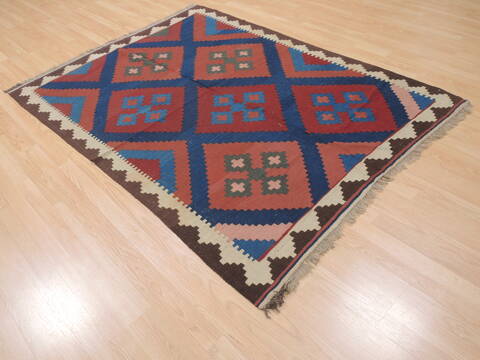 Kilim Blue Flat Woven 50 X 69  Area Rug 100-110737 Image 2