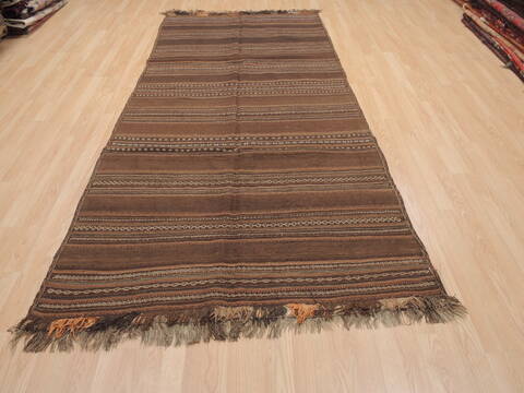 Kilim Brown Runner Flat Woven 44 X 103  Area Rug 100-110743 Image 1