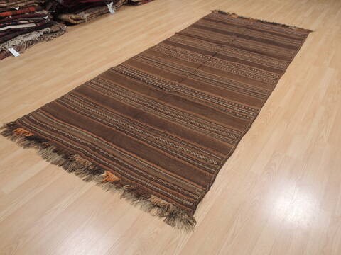 Kilim Brown Runner Flat Woven 44 X 103  Area Rug 100-110743 Image 2