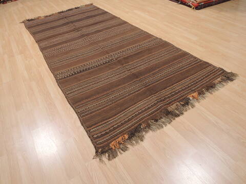 Kilim Brown Runner Flat Woven 44 X 103  Area Rug 100-110743 Image 3