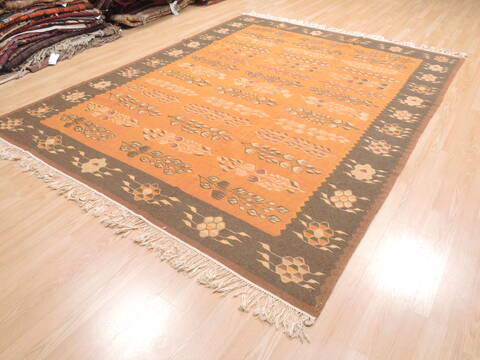 Kilim Brown Flat Woven 710 X 911  Area Rug 100-110747 Image 2
