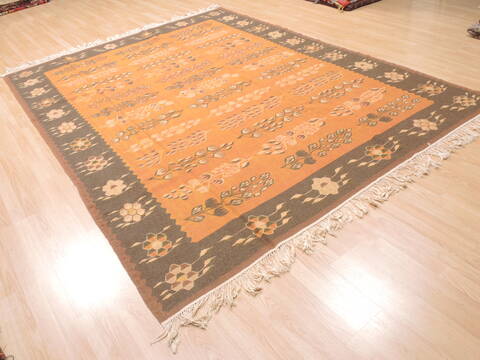 Kilim Brown Flat Woven 710 X 911  Area Rug 100-110747 Image 4