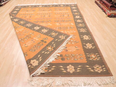 Kilim Brown Flat Woven 710 X 911  Area Rug 100-110747 Image 6