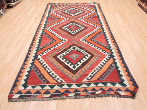 Kilim Red Runner Flat Woven 410 X 911  Area Rug 100-110751 Image 1