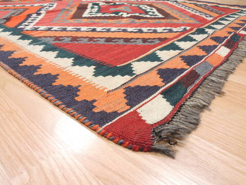 Kilim Red Runner Flat Woven 410 X 911  Area Rug 100-110751 Image 4