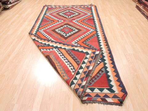 Kilim Red Runner Flat Woven 410 X 911  Area Rug 100-110751 Image 5