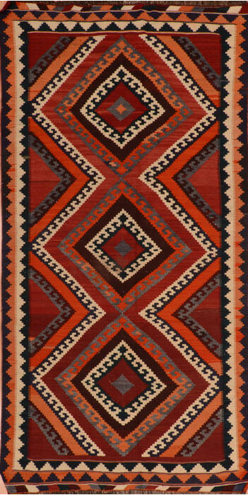 Kilim Red Runner Flat Woven 410 X 911  Area Rug 100-110751 Image 0