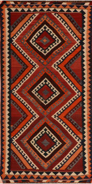 Kilim Red Runner Flat Woven 4'10" X 9'11"  Area Rug 100-110751