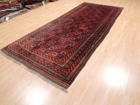Baluch Red Runner Hand Knotted 48 X 114  Area Rug 100-110755 Image 2