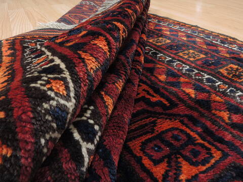 Baluch Red Runner Hand Knotted 48 X 114  Area Rug 100-110755 Image 6