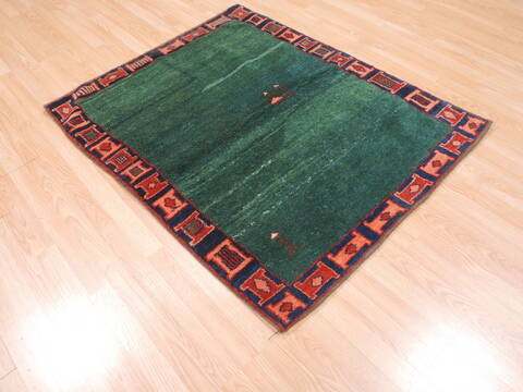 Gabbeh Green Hand Knotted 38 X 48  Area Rug 100-110761 Image 1