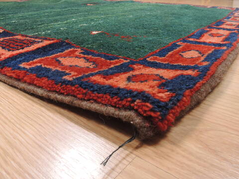 Gabbeh Green Hand Knotted 38 X 48  Area Rug 100-110761 Image 2