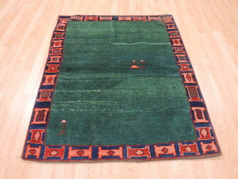 Gabbeh Green Hand Knotted 38 X 48  Area Rug 100-110761 Image 6