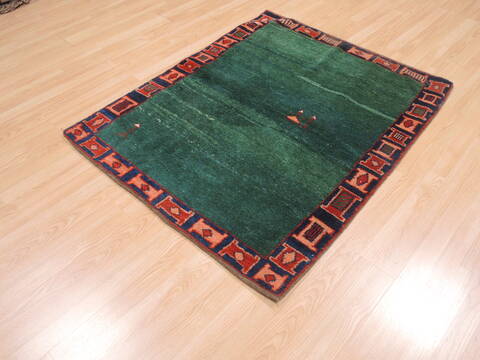 Gabbeh Green Hand Knotted 38 X 48  Area Rug 100-110761 Image 7