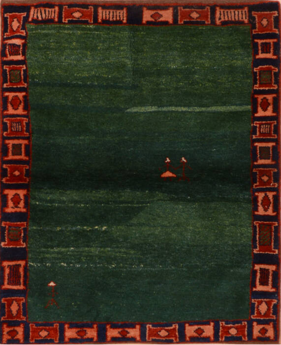 Gabbeh Green Hand Knotted 38 X 48  Area Rug 100-110761 Image 0
