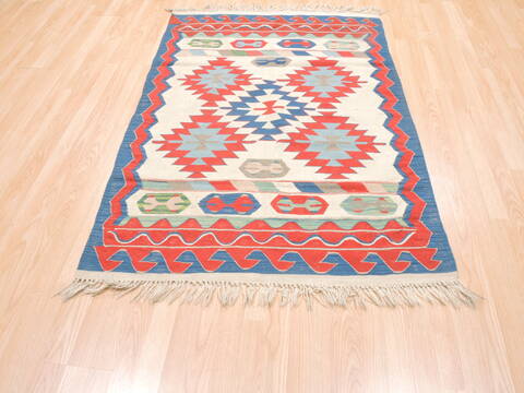 Kilim Blue Flat Woven 39 X 58  Area Rug 100-110774 Image 1