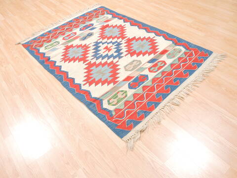Kilim Blue Flat Woven 39 X 58  Area Rug 100-110774 Image 3