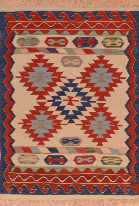 Kilim Blue Flat Woven 39 X 58  Area Rug 100-110774 Image 0