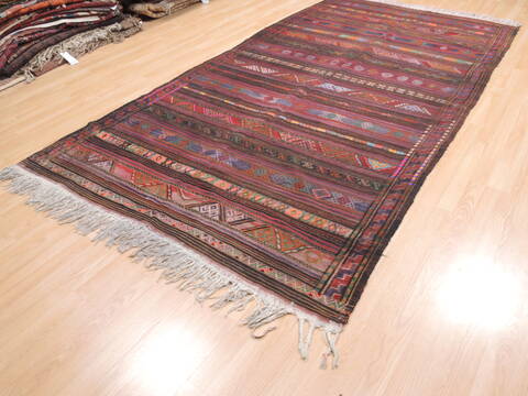 Kilim Blue Runner Flat Woven 55 X 106  Area Rug 100-110782 Image 2