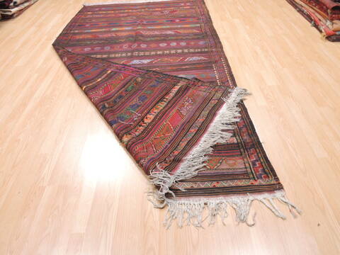 Kilim Blue Runner Flat Woven 55 X 106  Area Rug 100-110782 Image 6