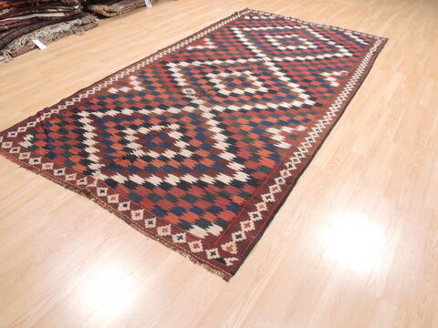 Kilim Blue Runner Flat Woven 55 X 109  Area Rug 100-110783 Image 2