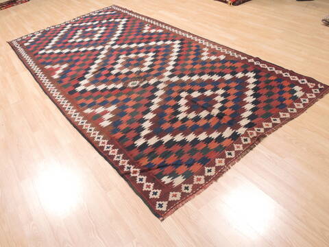 Kilim Blue Runner Flat Woven 55 X 109  Area Rug 100-110783 Image 3