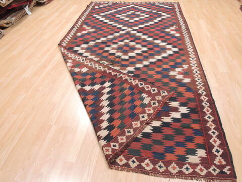 Kilim Blue Runner Flat Woven 55 X 109  Area Rug 100-110783 Image 5