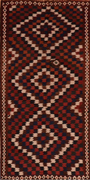Kilim Blue Runner Flat Woven 55 X 109  Area Rug 100-110783 Image 0
