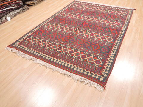 Kilim Blue Flat Woven 59 X 83  Area Rug 100-110785 Image 1