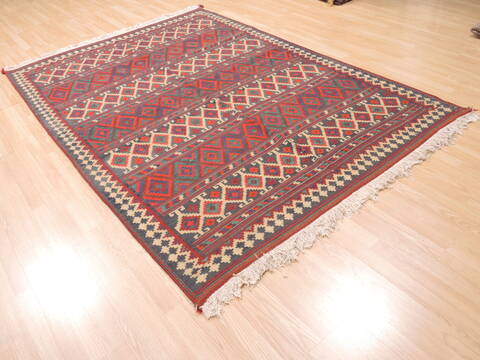 Kilim Blue Flat Woven 59 X 83  Area Rug 100-110785 Image 2