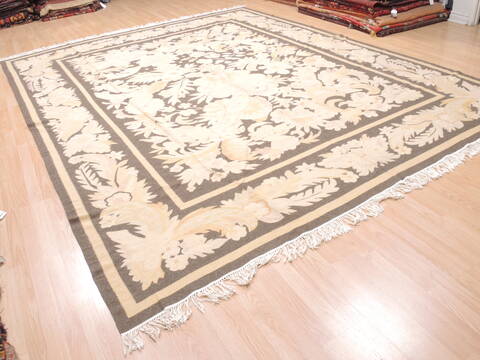 Kilim Beige Flat Woven 104 X 128  Area Rug 100-110793 Image 2