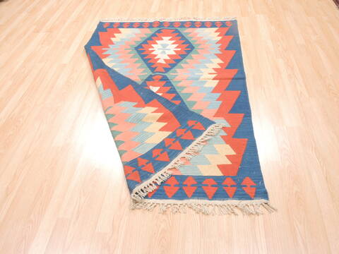 Kilim Blue Flat Woven 40 X 59  Area Rug 100-110804 Image 7