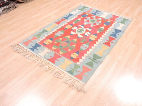 Kilim Blue Flat Woven 38 X 54  Area Rug 100-110813 Image 3