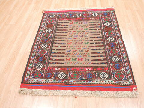 Kilim Red Square Flat Woven 38 X 44  Area Rug 100-110818 Image 1