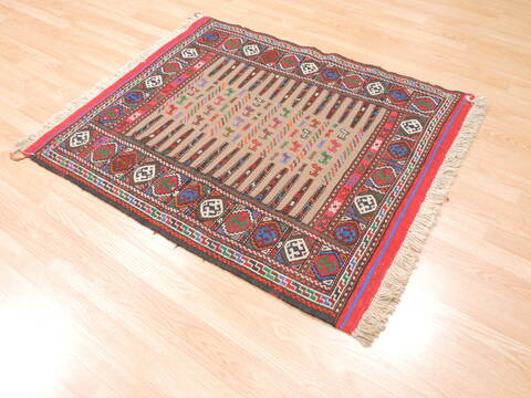 Kilim Red Square Flat Woven 38 X 44  Area Rug 100-110818 Image 3