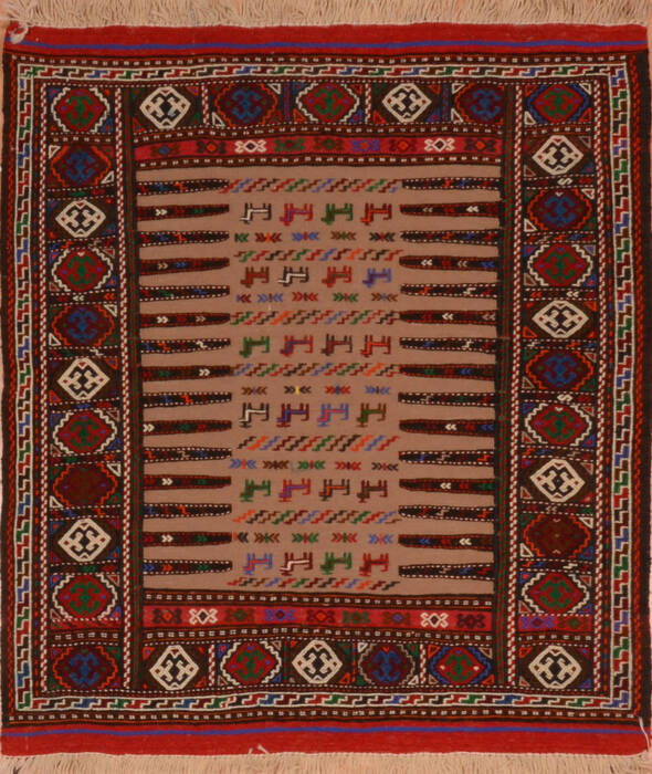 Kilim Red Square Flat Woven 38 X 44  Area Rug 100-110818 Image 0