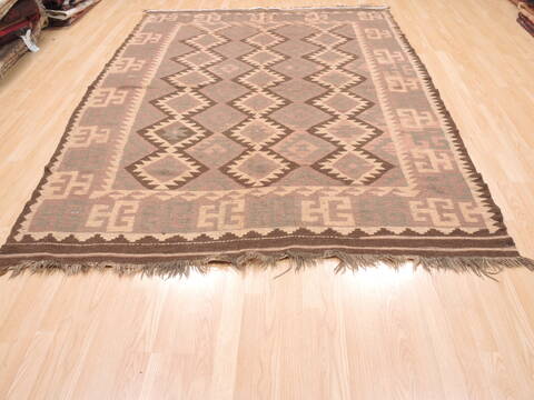 Kilim Brown Flat Woven 68 X 95  Area Rug 100-110820 Image 1