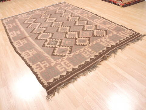 Kilim Brown Flat Woven 68 X 95  Area Rug 100-110820 Image 3