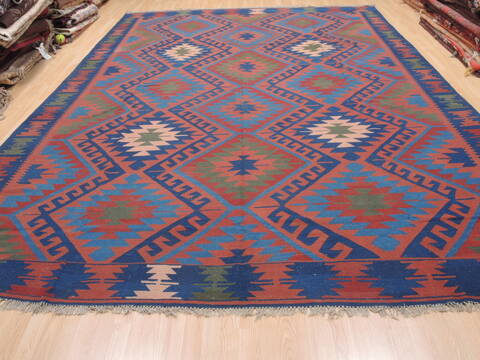 Kilim Blue Flat Woven 910 X 133  Area Rug 100-110830 Image 1