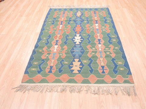 Kilim Green Flat Woven 40 X 58  Area Rug 100-110835 Image 1