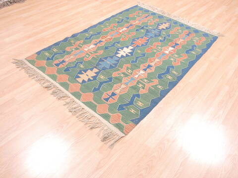 Kilim Green Flat Woven 40 X 58  Area Rug 100-110835 Image 2