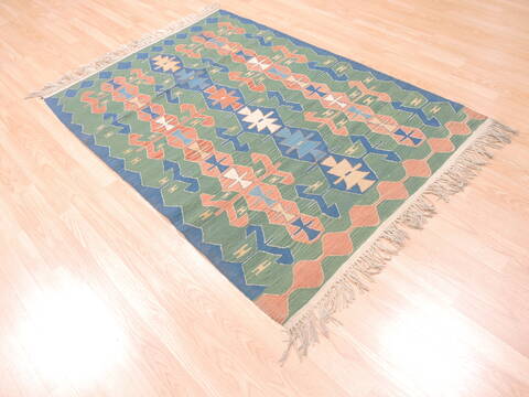Kilim Green Flat Woven 40 X 58  Area Rug 100-110835 Image 3