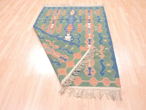 Kilim Green Flat Woven 40 X 58  Area Rug 100-110835 Image 5
