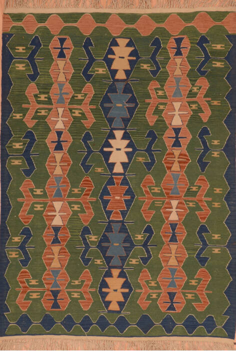 Kilim Green Flat Woven 40 X 58  Area Rug 100-110835 Image 0