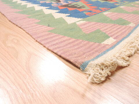 Kilim Green Flat Woven 311 X 58  Area Rug 100-110837 Image 3